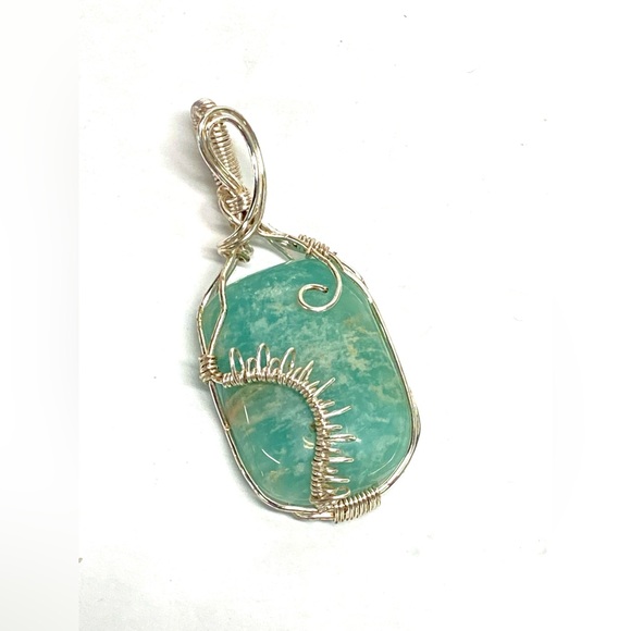 HANDMADE Genuine Amazonite Hand Wrapped Pendant, Gift for Her, Artisan Jewelry - Picture 9 of 10